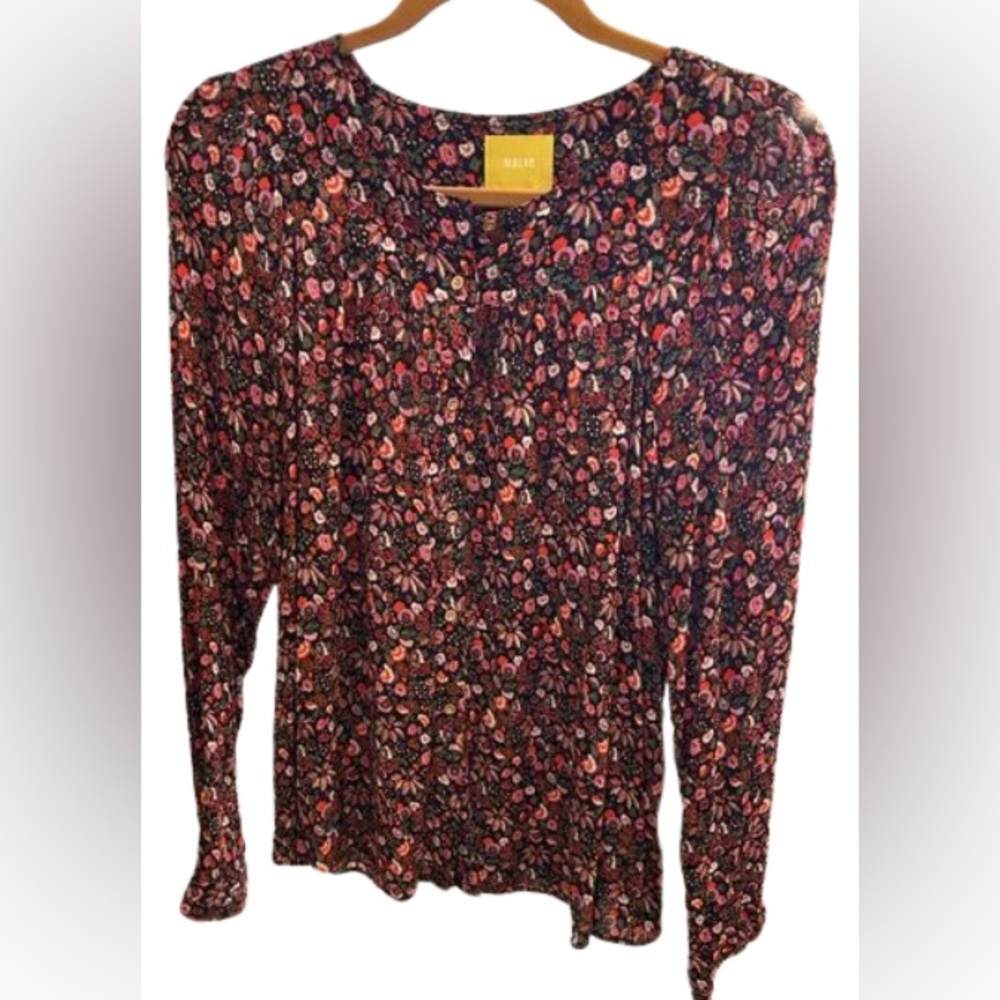 Anthropologie Maeve rayon long sleeve,button down, floral blouse. Size XL.